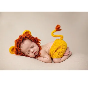 

Cute Lion Crochet Knitted Newborn Photography Props Baby Infant Souvenirs Animals Clothing Set Costume Outfit Photo Shoot Props