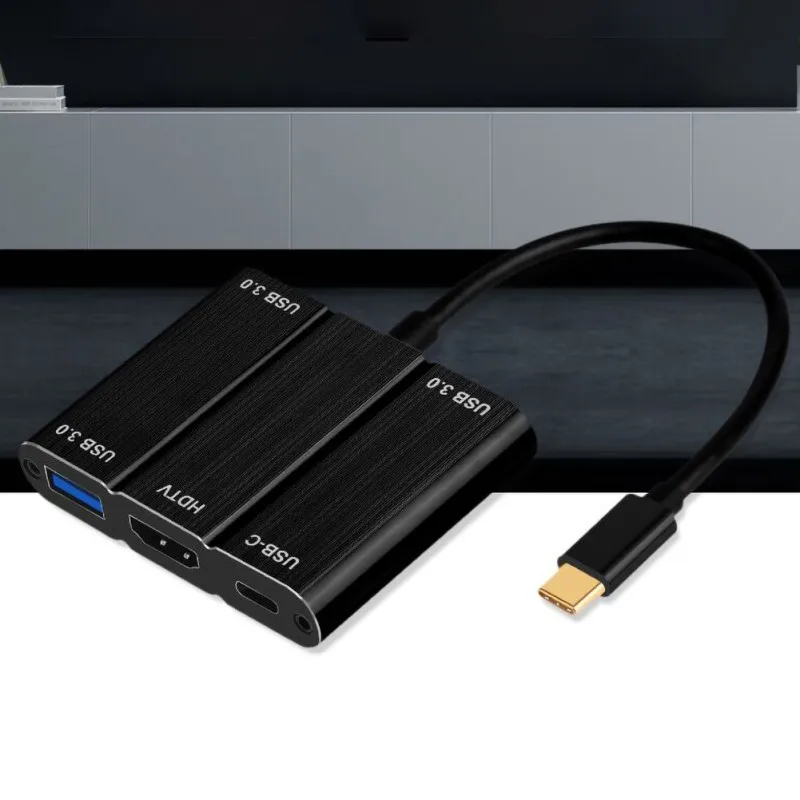 USB 3,0 type C к HDMI многопортовый конвертер с USB 3,0 портом и USB C зарядным портом алюминиевый сплав 4K видео разрешение