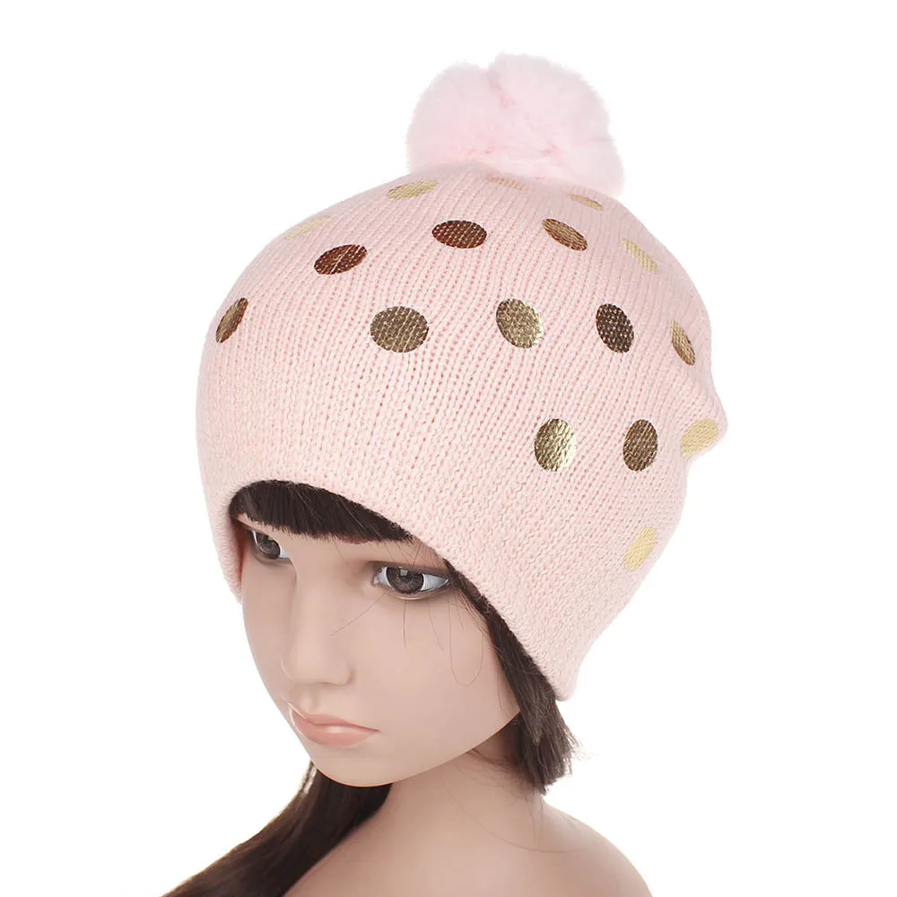  Baby Hats kids bronzing polka dot knitted hat pullover Toddler Infant  Boys Girls Headgear Hat Baby Newborn