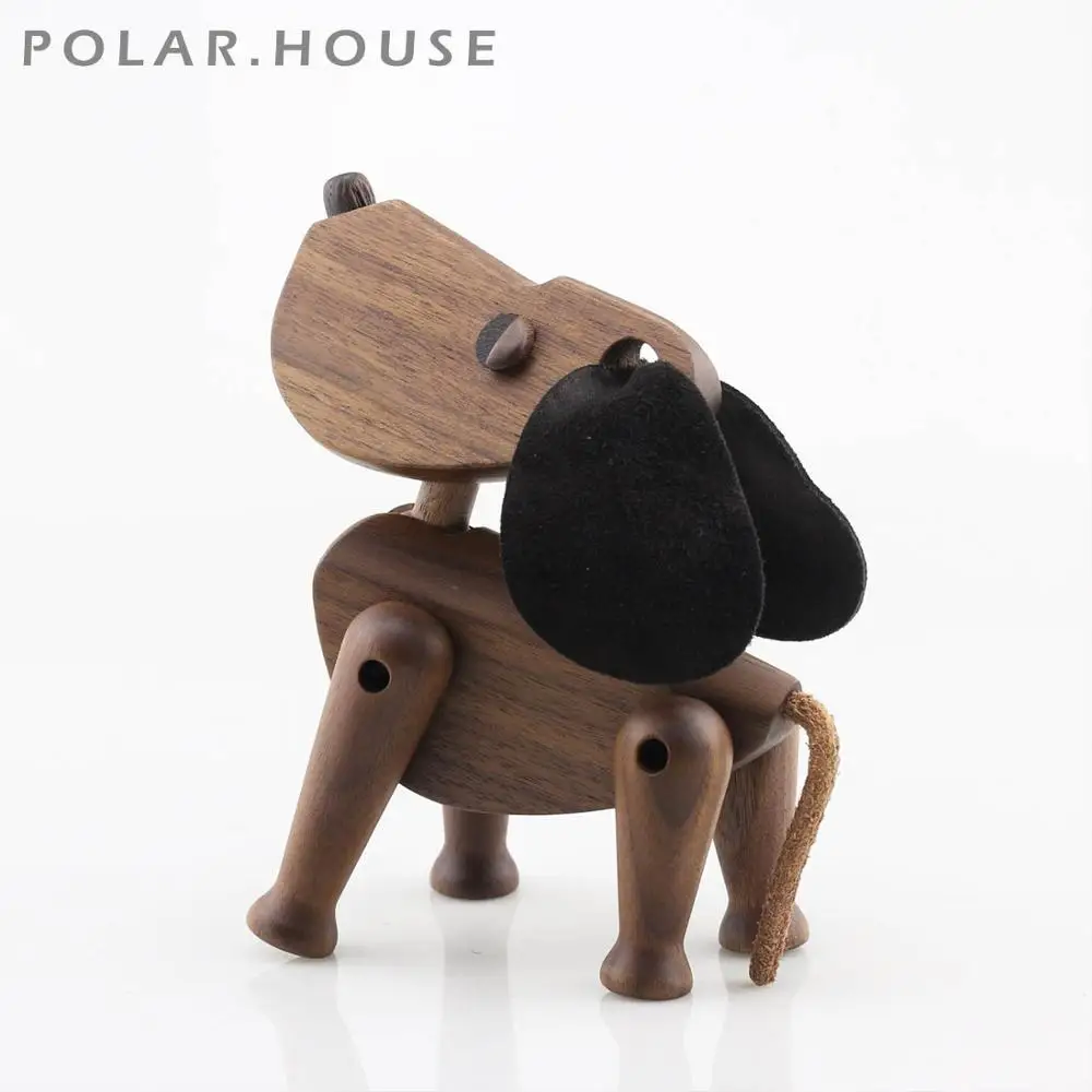 Fashion Black Walnut Wood Puppy Dog Figurines Home Decoration Animal Crafts Doggy Tabletop Accessories Gift For Boys | Дом и сад