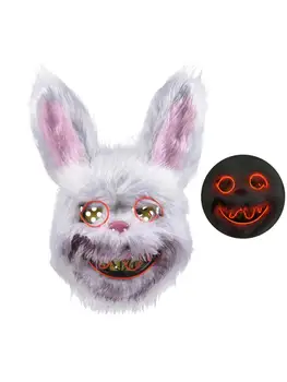 

Glowing Bloody Rabbit Horror Mask Cosplay Masquerade Halloween Funny Decoration For Haunted House Halloween Decoration Mask