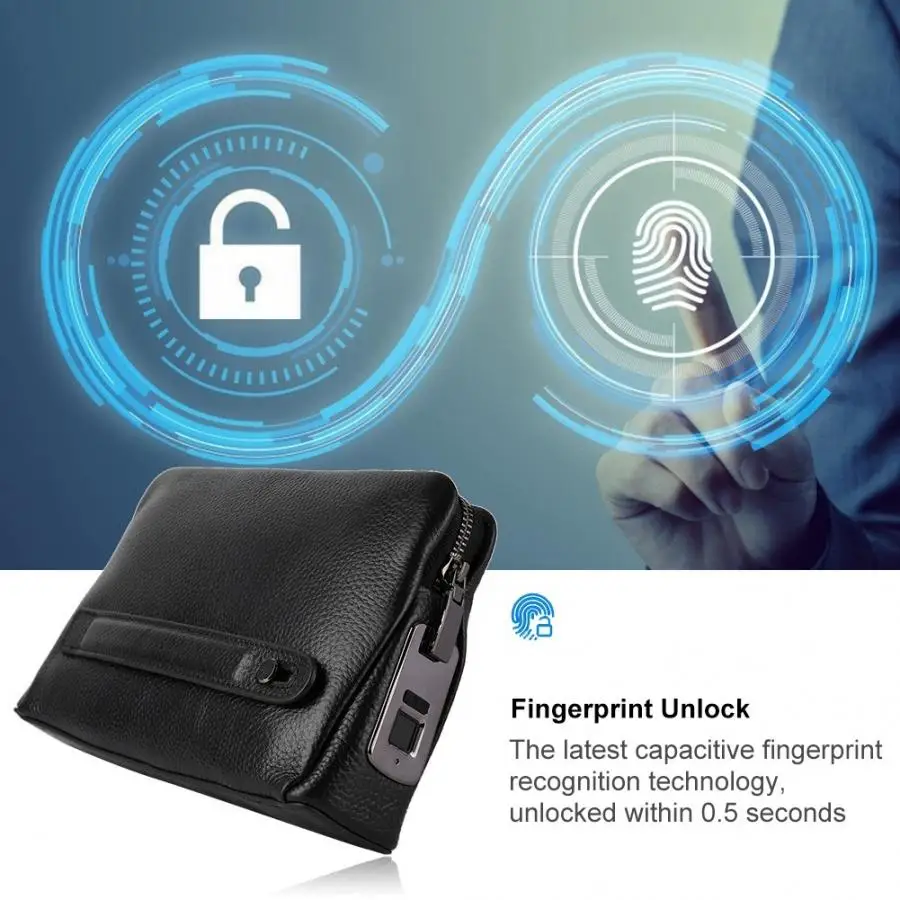 Fipilock FL V1 мужской кожаный кошелек на молнии умный защитный чехол с отпечатком