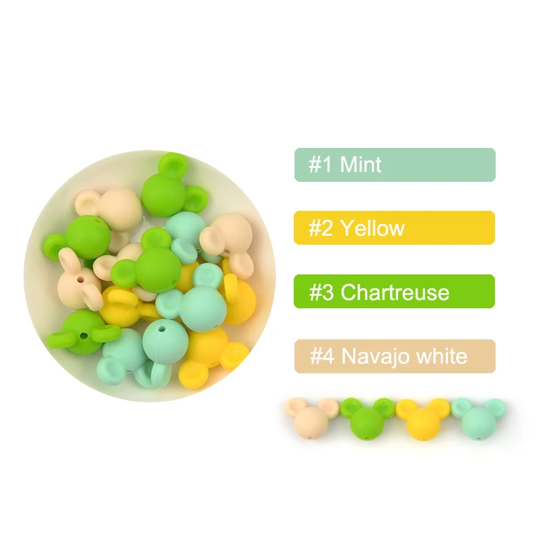 LOFCA Maus 10 teile/los Silikon Perlen Baby Beißring Spielzeug Weiche Kauen Zahnen BPA Frei DIY Charme Halskette Food Grade Schmuck – Detail 7