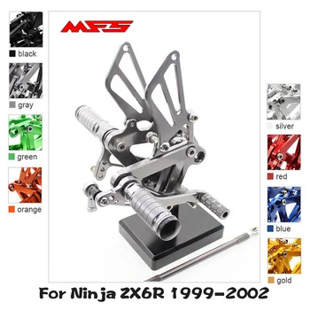 

MFS Motorcycle Rearset CNC Adjustable Foot Pegs Accessories For Kawasaki Ninja ZX6R 1999 2000 2001 2002 Footrests ZX-6R Footpegs