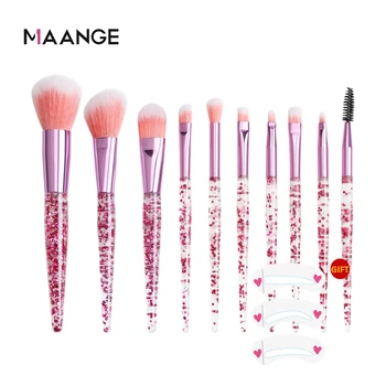 

MAANGE 10 Pcs Glitter Lovely Makeup Brushes Set Foundation Powder Eyeshadow Blending Make Up Brush Set Face Cosmetic Beauty Tool