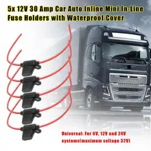 5 ชิ้น/ล็อตอินไลน์ Mini In-Line ตัวยึดฟิวส์ 12V 30 Amp สำหรับรถยนต์กันน้ำ 100% ใหม่ Anti -ไฟฟ้าสายยาว 34 ซม.(China)
