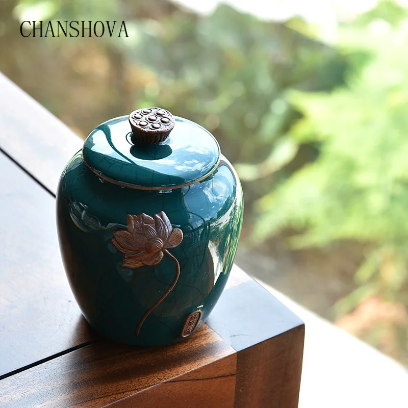 CHANSHOVA ceramic tea jar sealed storage tank teapot tea box Chinese tea set tea container tea storage barrel travel tea set