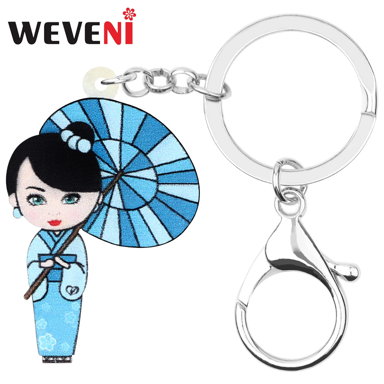 Weveni Acrylic Smile Japanese Doll Keychains Keyring Big Key Chain