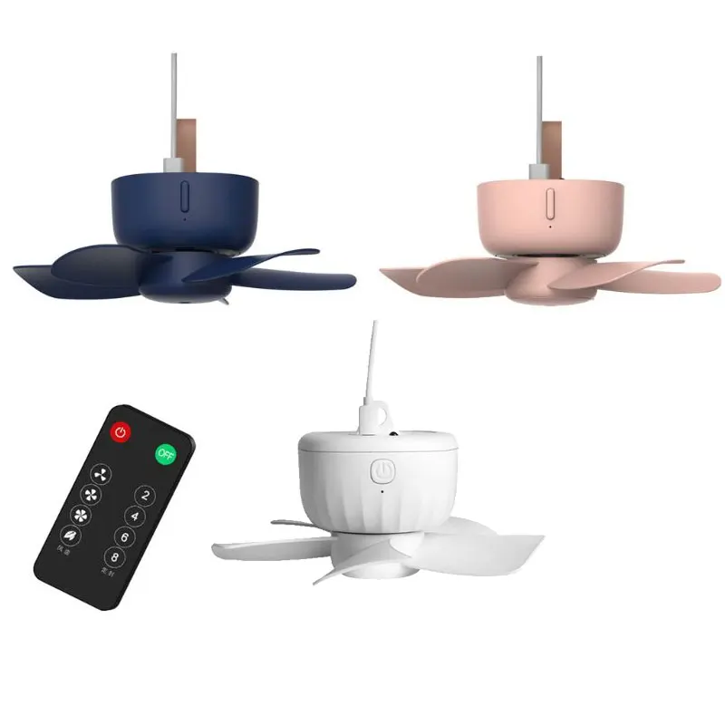 

3Colors Remote Control Timing USB Powered Ceiling Fan Air Cooler 4 Speed Fan for Bed Camping Indoor Outdoor Tent Hanging Fan
