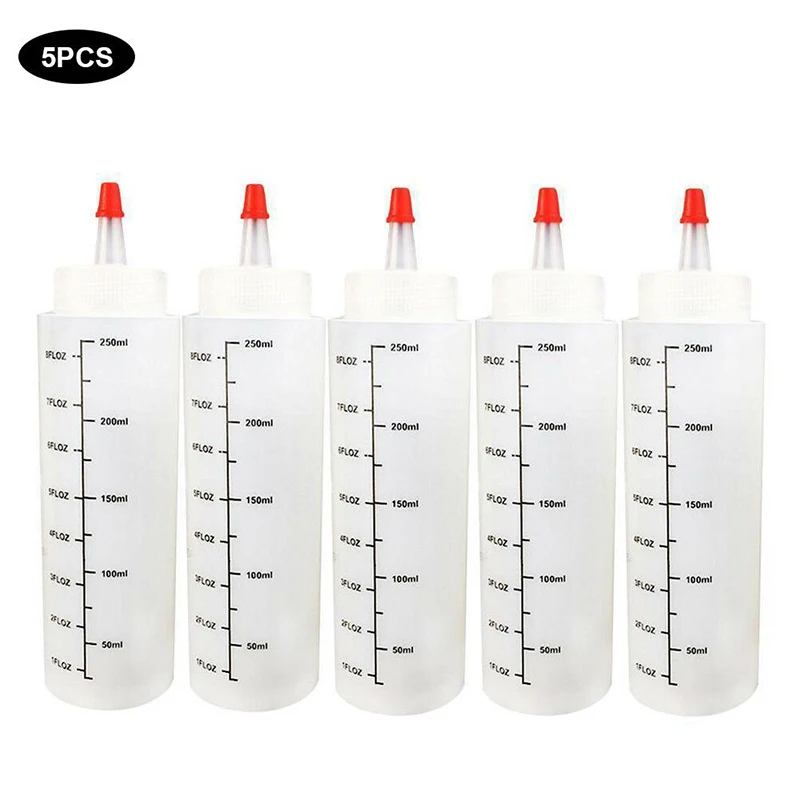5/10PCS 250ML Plastic Squeeze Restaurant Sauce Bottle Dispenser