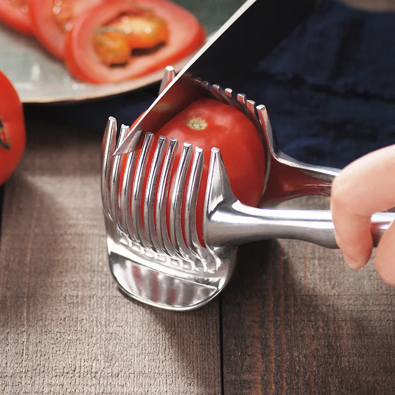

Stainless Steel Potato Slicer Tomato Cutter Tool Shredders Lemon Cutting Holder Cooking Kitchen Tool Kitchen Accessories Gadgets
