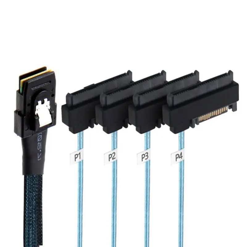 

Sas sata Внутренний кабель Mini SAS 36pin SFF-8087 to (4) 29pin + 15Pin SFF-8482 Connector с SATA Power 0,5 M 1M