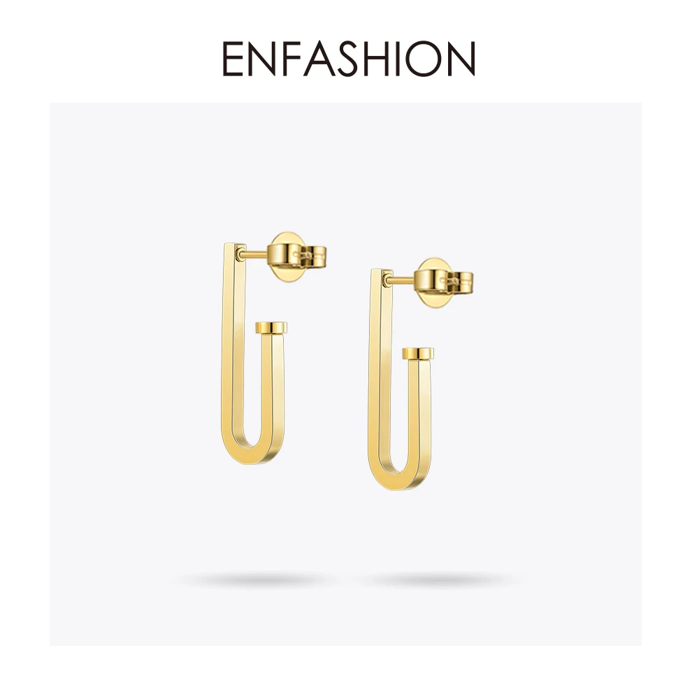 Ceny Enfashion biżuteria geometryczne małe klipsy kolczyki złoty kolor stal nierdzewna długie kolczyki wiszące dla kobiet kolczyki EB171029