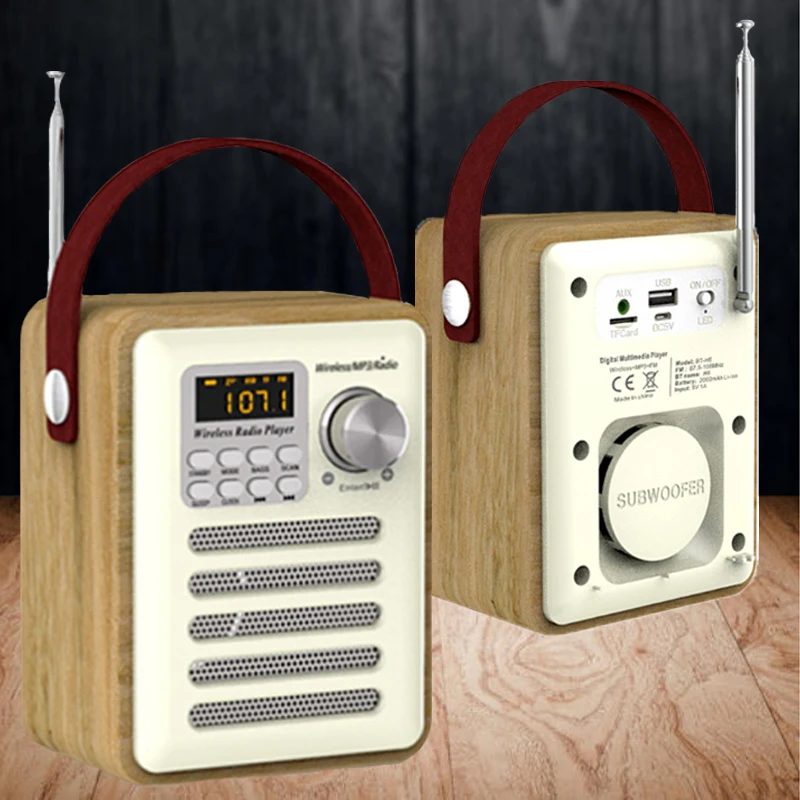 Цифровой fm радио многофункциональный MP3 плеер деревянные часы Ручка Портативный