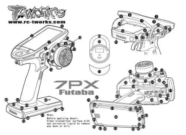 T-WORK Futaba 7PX радио стикер кожи зеркало хром радио 3D цвета графит наклейка для futaba 7PX Подарок протектор экрана