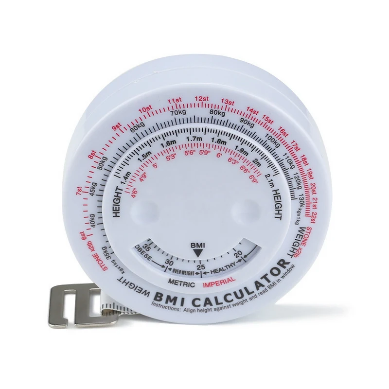 1 шт. 150 см BMI Индекс Массы Тела выдвижная лента для диеты потеря веса рулетка и калькулятор держать вашу красоту тела линейка - Цвет: Белый