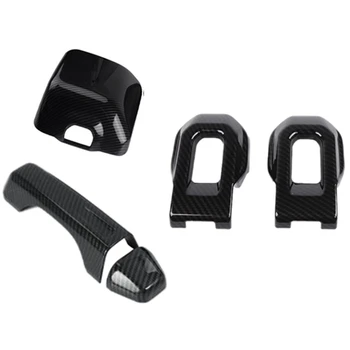 

2X Carbon Fiber Car Hood Latch Locking Catch Buckle for 2018-19 Jeep Wrangler JL & 1set Car Rear View Mirror Cover Trim