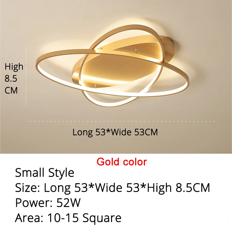 53cm 52W golden Овальный светодиодный светильник-люстра s, светильник Plafonnier для гостиной, кухни, спальни, современный светильник, светильник с регулируемой яркостью - Цвет абажура: 53cm 52W golden