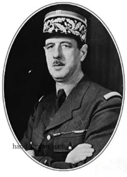 

Old artist original perfect hand drawn oil painting on canvas: French militarist, Charles Andre-Joseph-Marie-De-Gaure