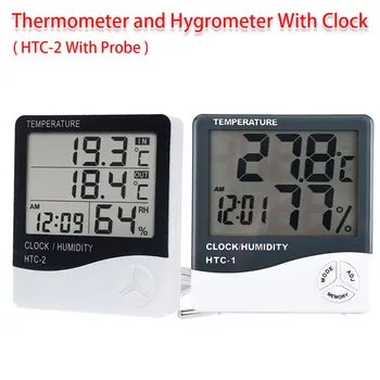 

Digital Thermometer Hygrometer Indoor Room LCD Electronic Temperature Humidity Meter Weather Station Alarm Clock HTC-1 HTC-2