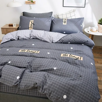 

Washed cotton lattice quilt Bed sheet 3-piece men style bedding set 4 sets Does not fade Skin-friendly can sleep naked Suit