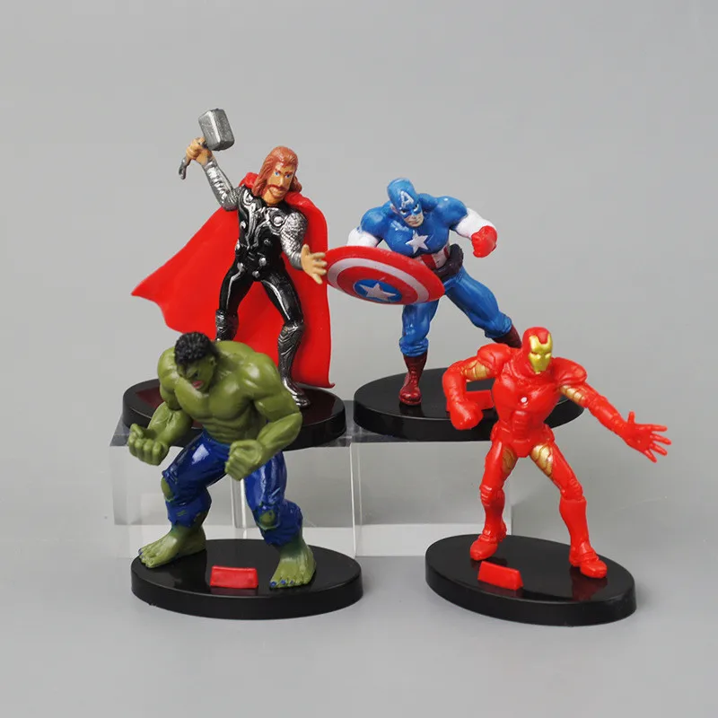 4 шт./компл. Disney с принтами &quotMarvel" "Мстители" экшен-фигурки ПВХ Тора Халка