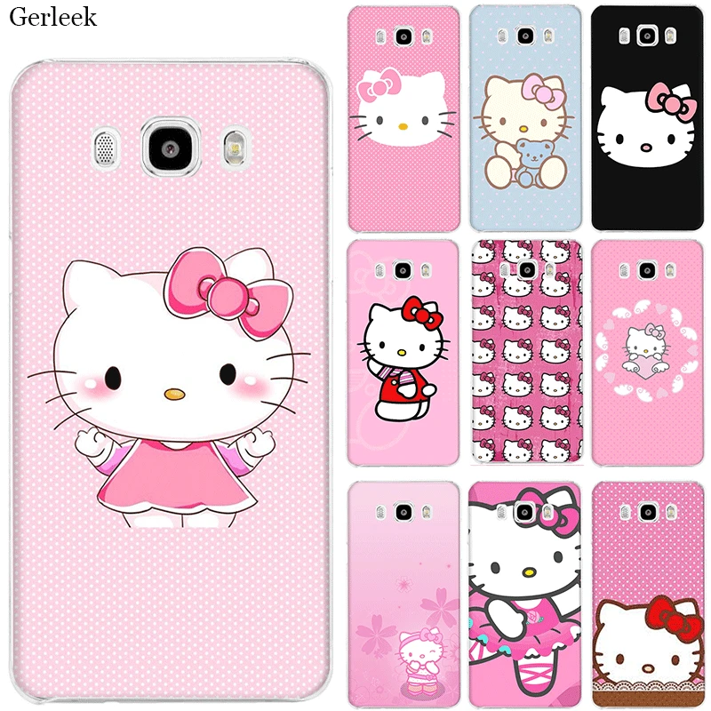 

Mobile Phone Case For Samsung Galaxy J1 J2 J3 J5 J6 J7 Hard Cover Lovely Pink Hello Kitty Shell Protection