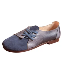 Женская обувь из натуральной кожи ручной работы; женская обувь на плоской подошве в стиле ретро; удобная повседневная обувь из мягкой воловьей кожи; женские кроссовки