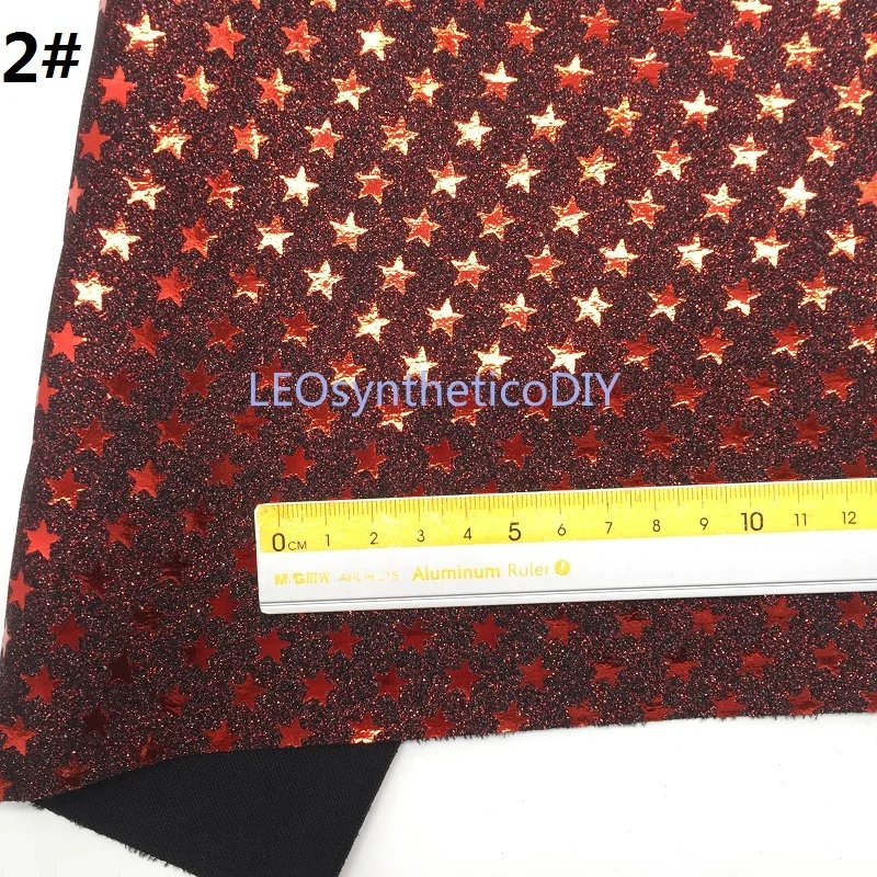 Мини-рулон 30x134 см со звездами блестящая ткань, блеск с принтом Кожа, блестящий кожаный рулон для изготовления луков LEOsyntheticoDIY SK301
