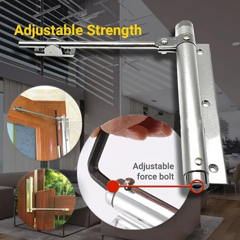 

Stainless Steel Door Closer Automatic Closing Door Hardware Single Spring Strength Adjustable For Hotel Home Room Door