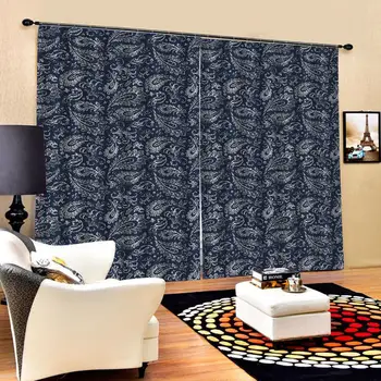 

blue curtains Luxury Blackout 3D Window Curtains For Living Room Bedroom Decoration curtains