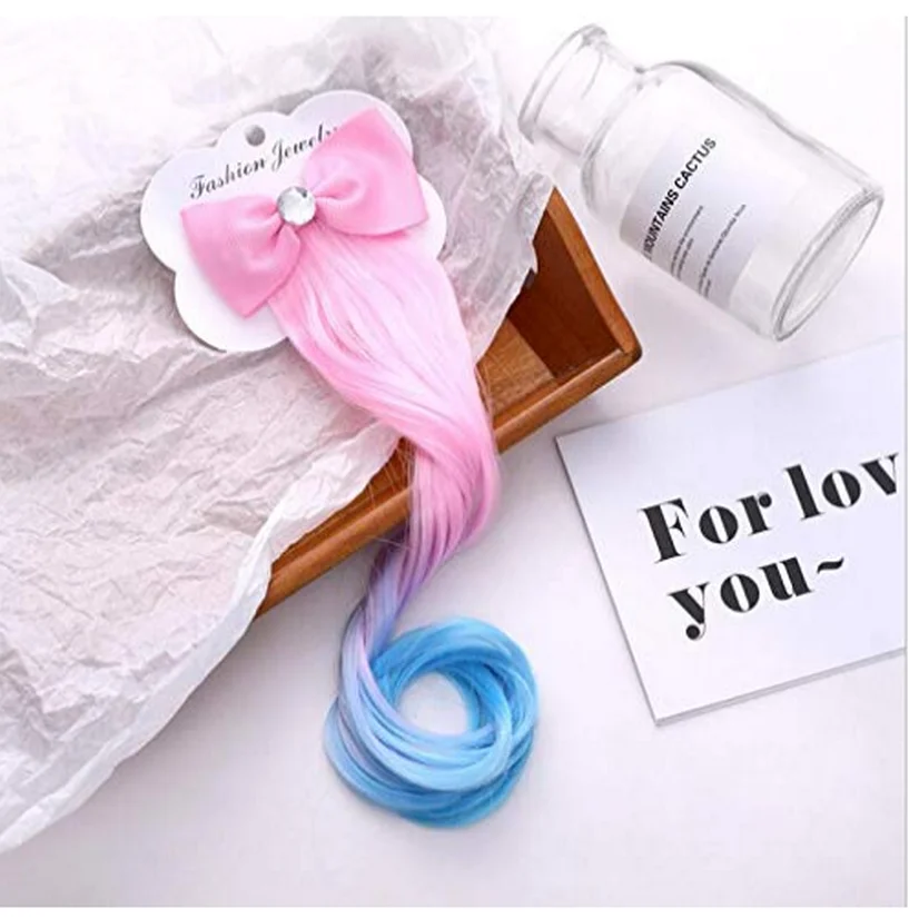 2PCS Cute Hair Bows Princess Dress Up Clips Hair Braided Curly Wigs Clip Headdress Festival Halloween Party Weave Bangs Hai