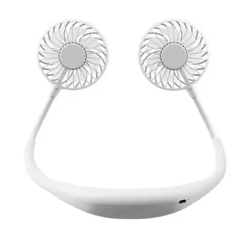 

USB Double Head Hanging Neck Quiet Portable Handheld Electric Fan Air Conditioner Cooler Cooling Fan Summer Desk Table Home USE