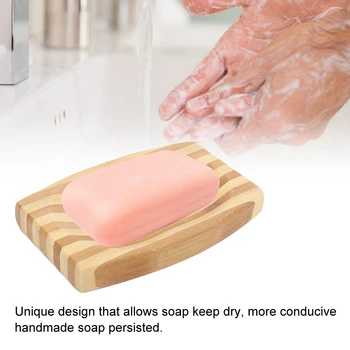 

1PC Natural Bamboo Wood Bathroom Drain Soap Dish Storage Tray Holder Plate Stripe Style Soap Tray Bathroom Supplies