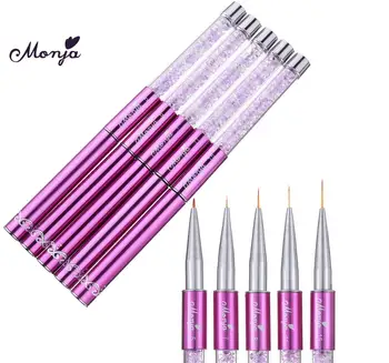 

Monja 5/7/9/11/15mm Nail Art Liner Brush Rhinestone Acrylic French Stripes Flower Grid Lines Painting Drawing Pen Manicure Tools