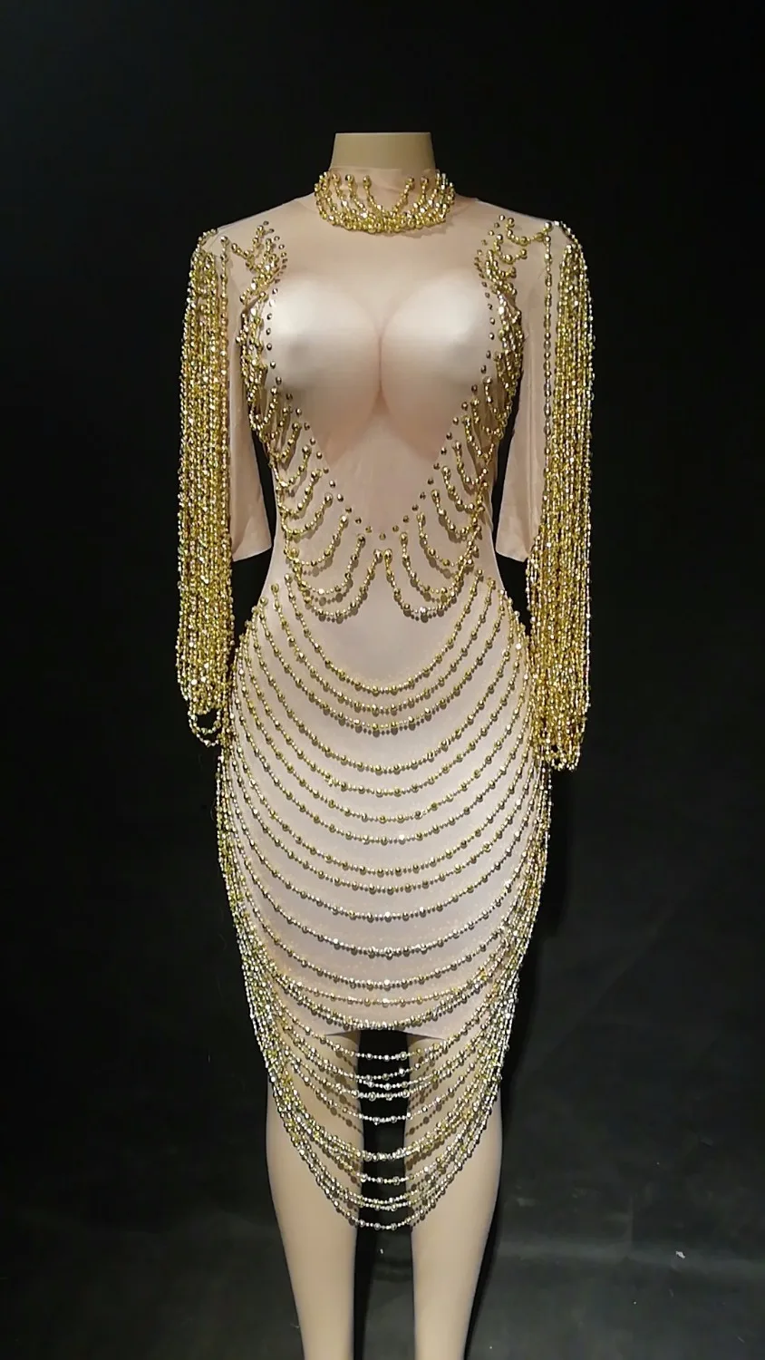 2019-New-Women-Sexy-Dress-Gold-Pearls-Sparkle-Rhinestones-Nightclub-Birthday-Party-Stage-Wear-Dancer-Singer (3)