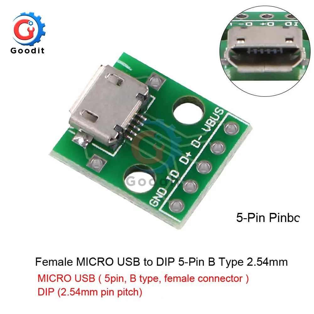 Micro USB Micro Mini USB A Male USB 2,0 3,0 A Female USB B разъем интерфейс для 2,54 мм DIP PCB конвертер адаптер Breakout Board - Цвет: Micro USB