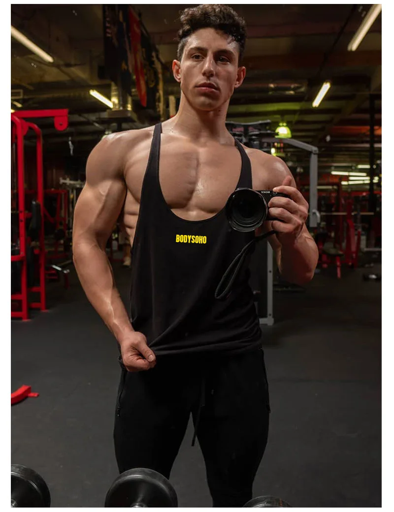 Muscle Brother Летний Стиль фитнес спортивный мужской жилет Чистый хлопок без рукавов I-образный жилет футболка