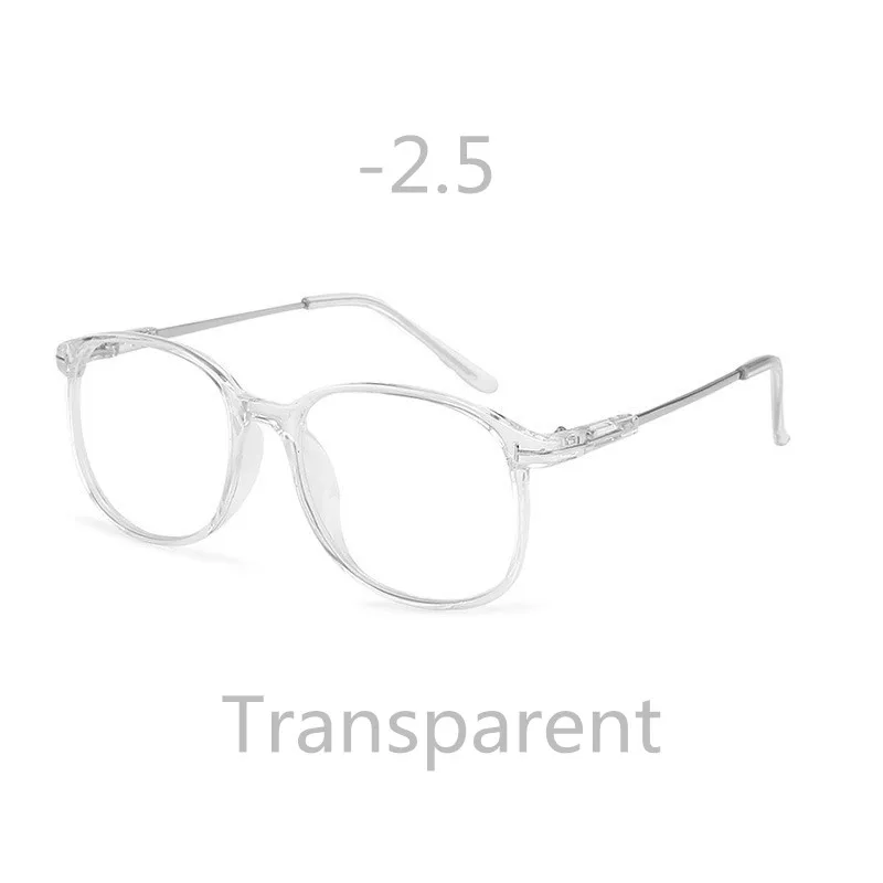 Transparent -250 Elbru негабаритная квадратная оправа Очки для близорукости женские и мужские Ретро Прозрачная оправа готовые очки для близоруких диоптрий-1,0~-4,0 - Цвет оправы: Transparent -250