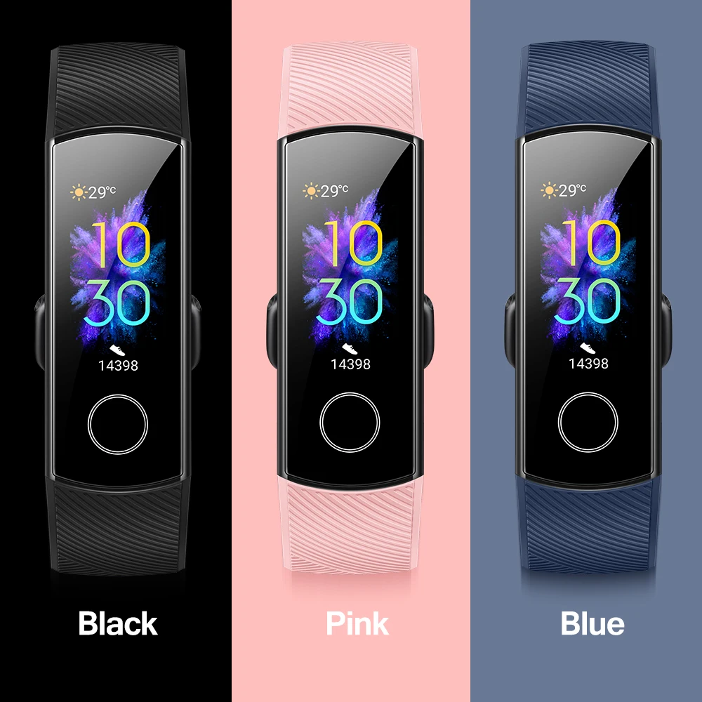 Умный Браслет huawei Honor Band 5, Amoled, цветной, 0,95 дюйма, тачпад, для плавания, для обнаружения пульса, сна, сна, обнаружения кислорода