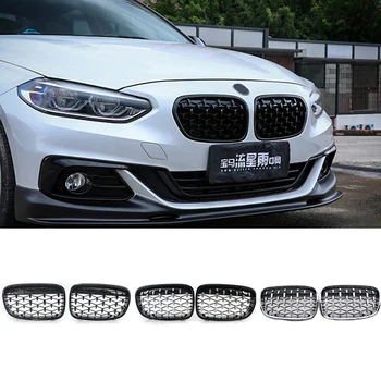 

2Pcs Diamond Grille Car Racing Grill for BMW 1 Series F20 F21 2010-2014 Front Kidney Replacement Grilles Auto Accessories