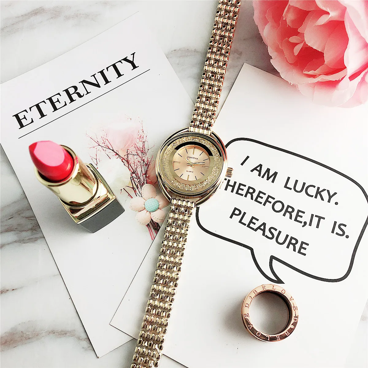 

CONTENA Style stainless Women's Wristwatches Quartz-Watches Relogio 2019 Gift Very Gorgeous Fashion Quartz Watch