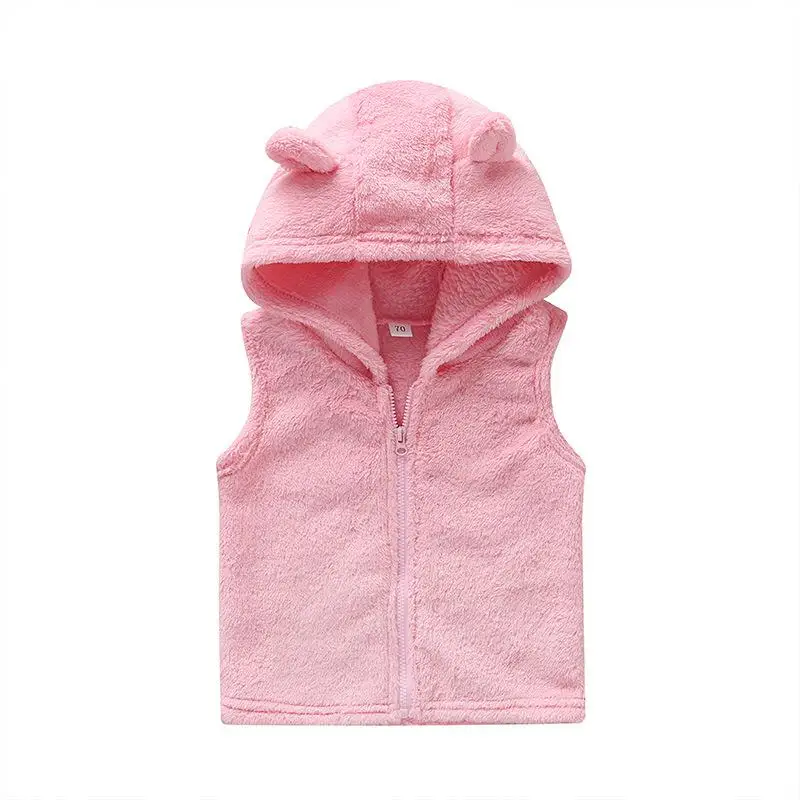 Г. Новая осенняя одежда для маленьких девочек, весенний жилет без рукавов на молнии детские розовые толстовки с капюшоном, пальто для детей, хлопковые детские куртки, комплект - Цвет: pink