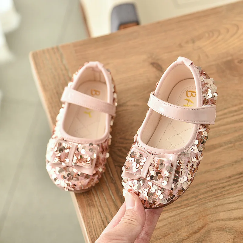 Обувь принцессы для девочек; коллекция года; сезон весна-осень; детская обувь с блестками и мягкой подошвой; обувь в горошек для маленьких детей; Праздничная обувь для дня рождения - Цвет: pink