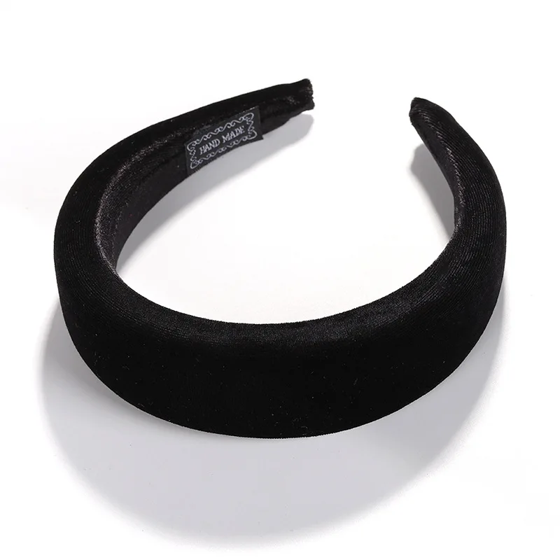 MISM 1pc Fashion Thick Velvet Headbands Women/Girls Solid Color Wide Head Band Elasticity Hairbands Hair Hoop Hair Accessories - Цвет: Black Headband