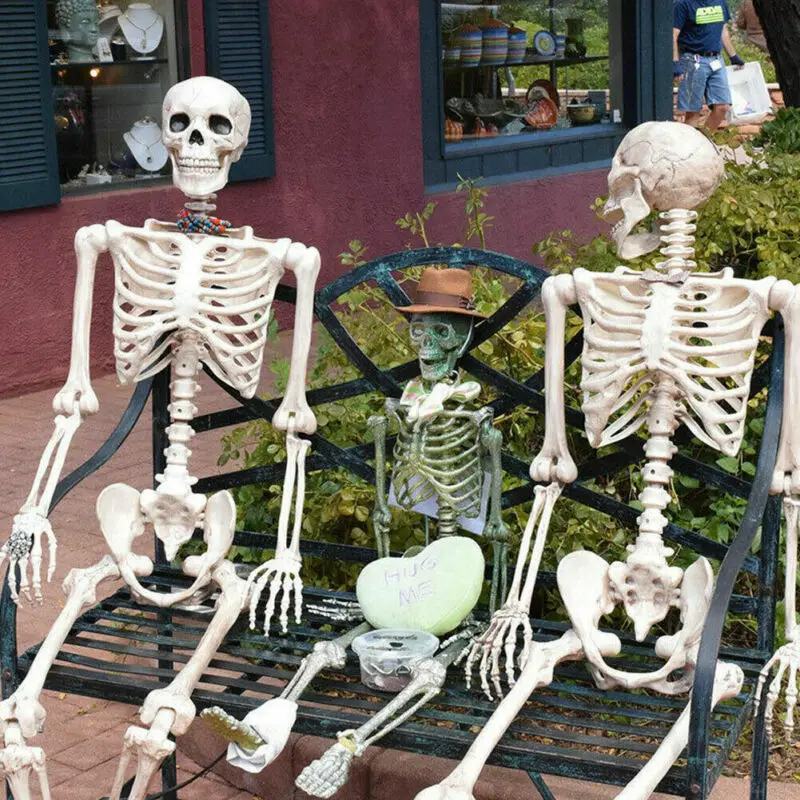 Halloween Skull Bones Posable Full Life Size Human Skeleton Holiday Decoration Party Prop halloween hand decoration