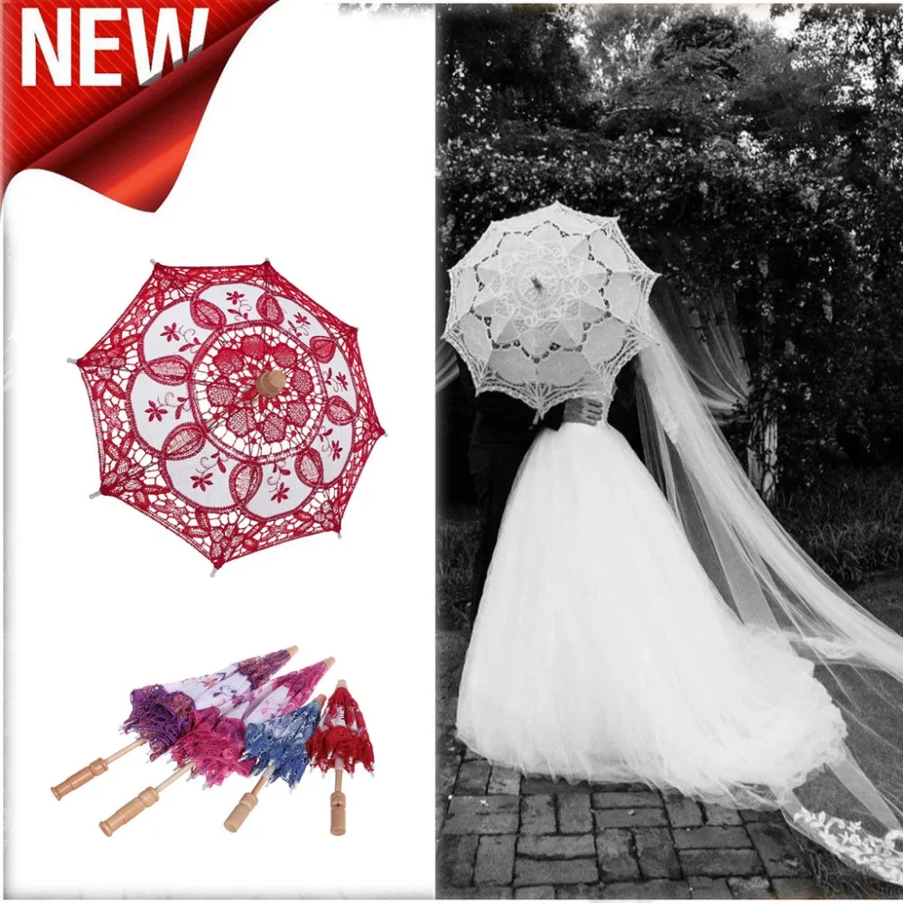 Mini Vintage Wood Embroidery Pure Cotton Lace Umbrella Wedding Umbrella So Small for Wedding Gift Photo Props Kids Gift #3B31 (12)