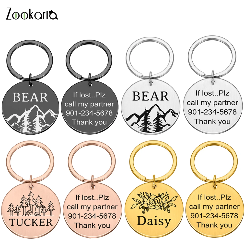 Etiqueta de identificación para perros, Collar personalizado antipérdida, doble cara, grabado, accesorios de decoración, collares de gato, etiquetas para perros