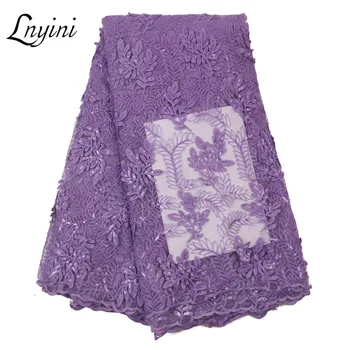 

Lilac Color French Tulle Mesh Lace African Fabrics with Sequins Embroidery Nigerian Net Lace Fabric for Sewing Cloth L3144B