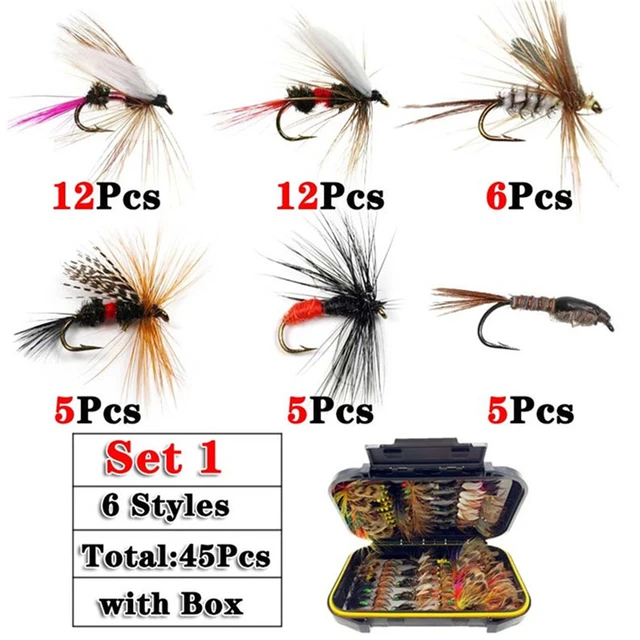 45Pcs Bionic Insect Fly Fishing Hook Trout Lures fishing lure Flies Nymphs  Ice Fishing Lure Artificial Bait with Boxed for Pesca - AliExpress
